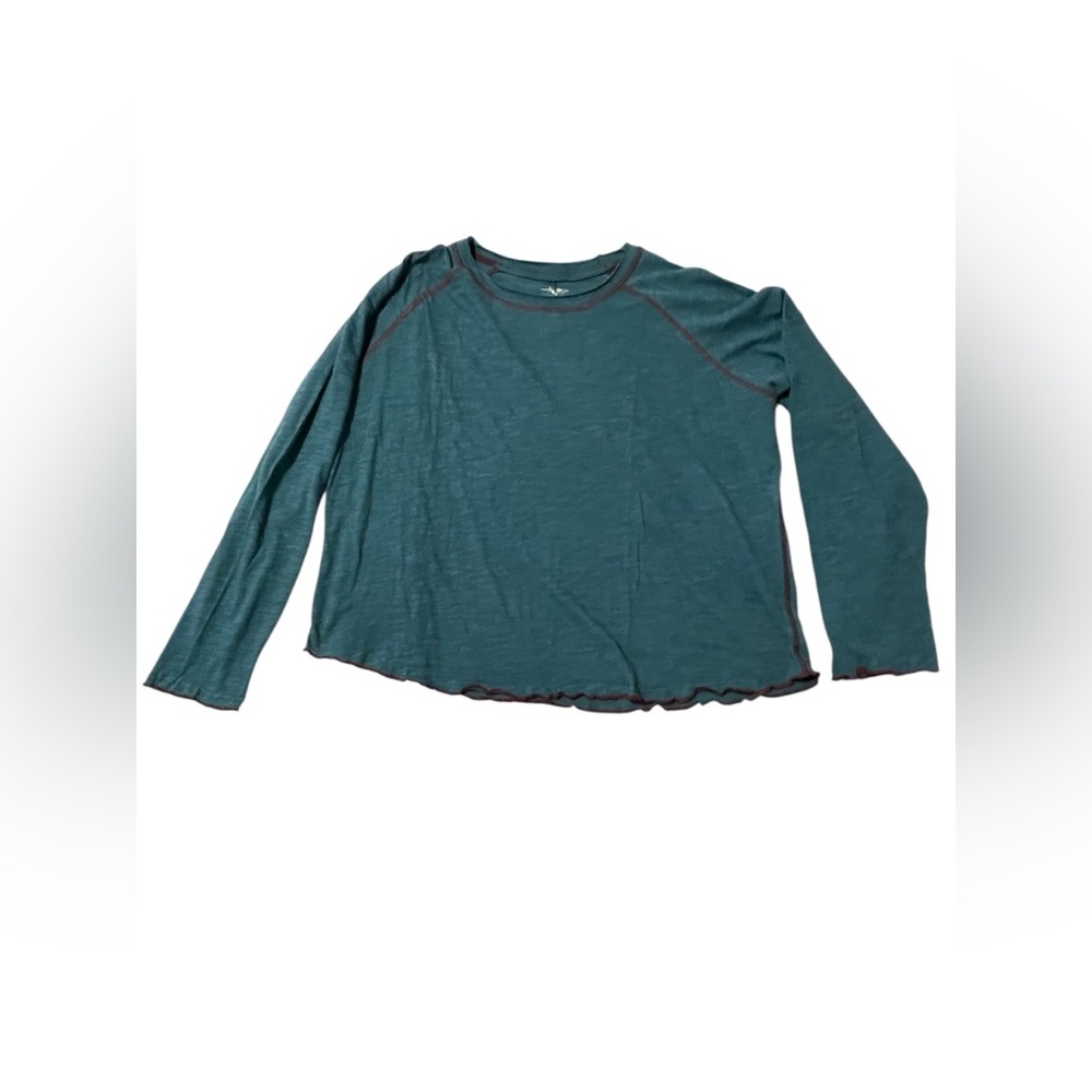 Lily Cotton Long Sleeve Tee Shirt- Teal- XXL - Picture 4 of 6
